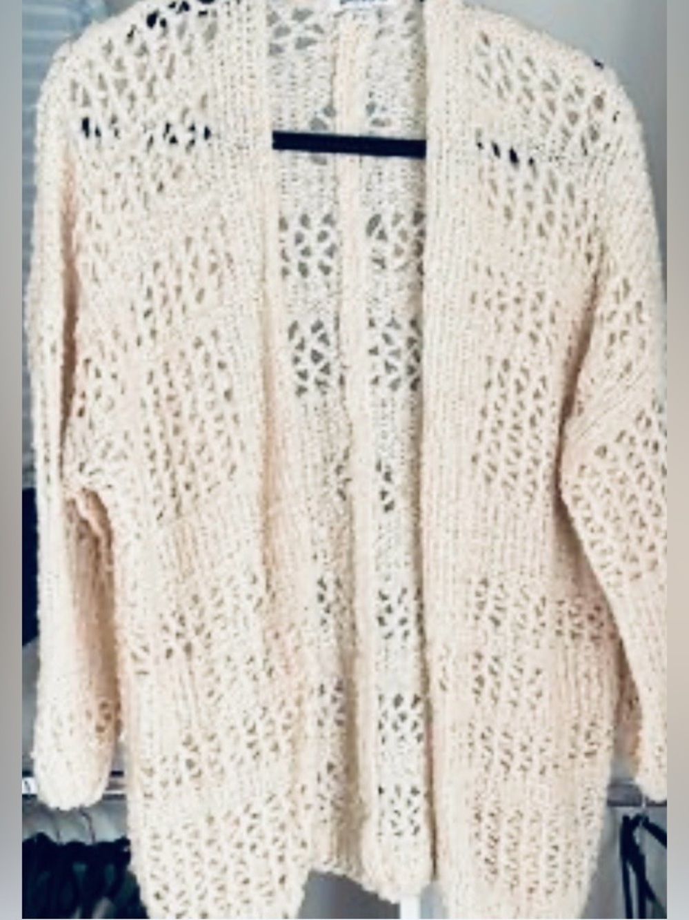 Lulu's Crochet it Ain't So Ivory Oversized Cardigan Sweater - Picture 8 of 8